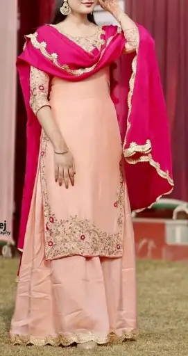 Sharara suit with long shirt.